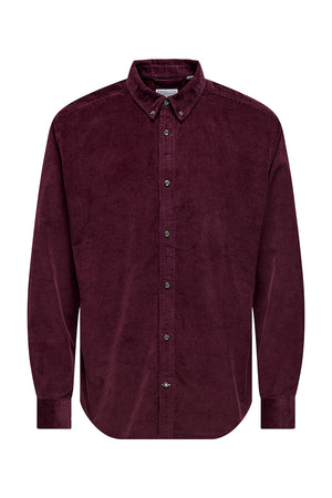 ONLY & SONS Michael Regular Fit Stretch Cord Shirt LS Port Royale