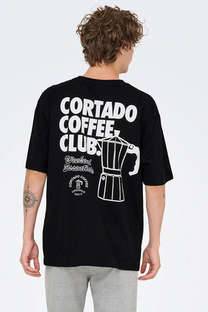 ONLY & SONS Nathan Backprint Relaxed Fit Tee Black Coffee