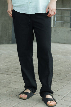 ONLY & SONS Sinus Loose Cotton Linen Pants Black