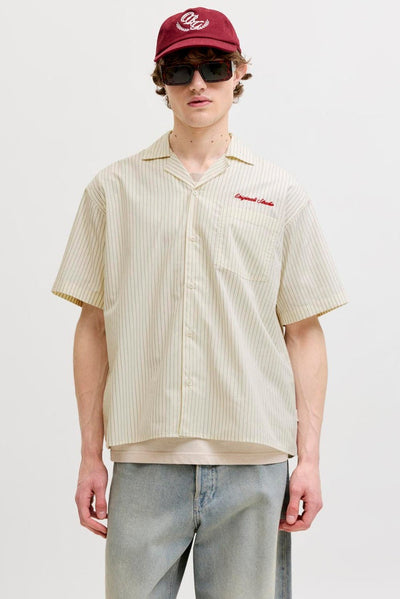 Jack & Jones Menton Poplin Stripe Resort Shirt SS Cloud Dancer