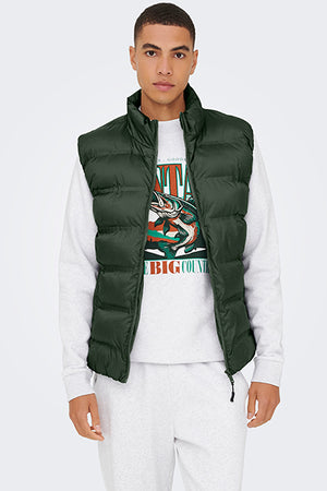 ONLY & SONS Union Seamless Puffer Vest Rosin
