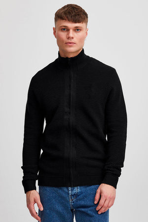 Solid Valencia Knit Full Zip Black