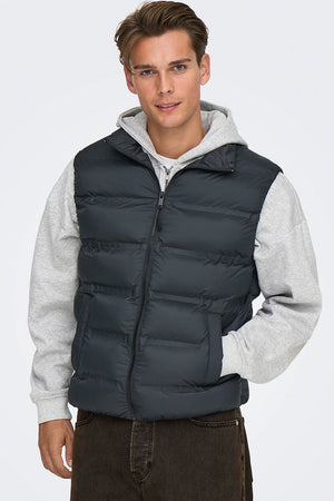 ONLY & SONS Union Seamless Puffer Vest Black