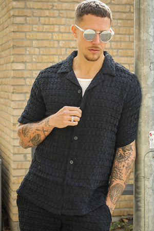 ONLY & SONS Braddock Regular SS Resort Waffle Shirt Jet Black