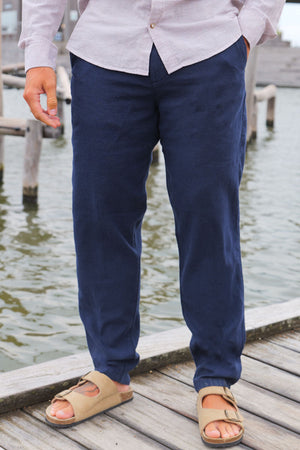 Selected Brody Linen Pants Dark Sapphire