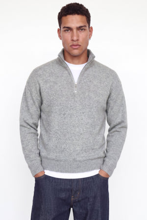 Jack & Jones Soho Ollie Knit Half Zip SN Light Grey Melange