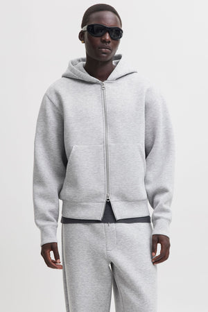 Jack & Jones Legacy Sweat Scuba Zip Hoodie Light Grey Melange
