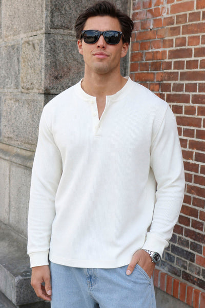Jack & Jones Norrebro Henley Ls Tee Antique White