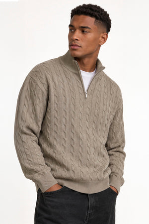 Only & Sons Loui Reg 12 Cabel Half Zip Knit Desert Taupe