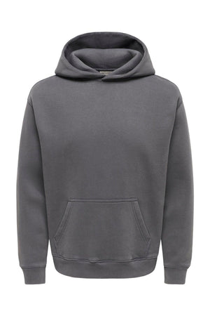 Only & Sons Larry Eflow Rlx LS Washed Hood Sweat Grey Pinstripe