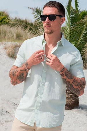 Selected Reg New Linen Shirt SS Vetiver