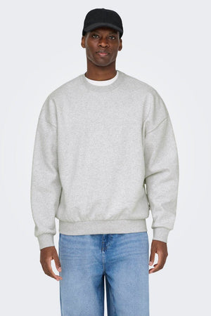 Only & Sons Ceres Ovz Långärmad Sweatshirt Super Light Grey Melange