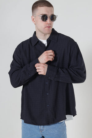 ONLY & SONS Latham LS Linen Structure Shirt Dark Navy