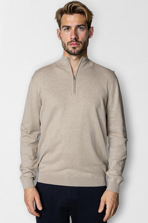 Clean Cut Copenhagen Claude half zip knit Ecru Melange