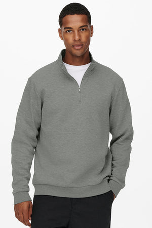 ONLY & SONS Ceres Half Zip Sweat Castor Gray