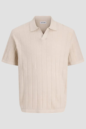 Jack & Jones Bradley Knit Split Neck SS Moonbeam