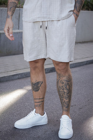 ONLY & SONS Tel Latham Linen Shorts Silver Lining