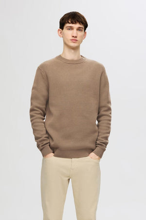 Selected Men Dane LS Stickad Crew Neck Morel