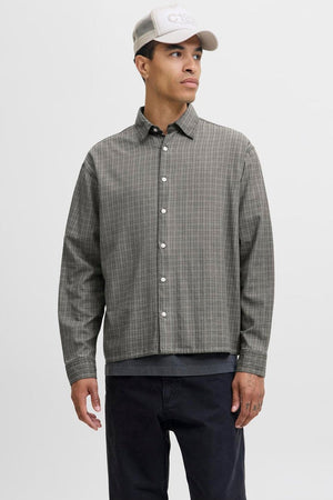 Jack & Jones Fade Overdyed Loose Fit LS Shirt Asphalt