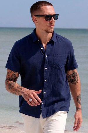 Solid Allan SS Linen Shirt Insignia Blue