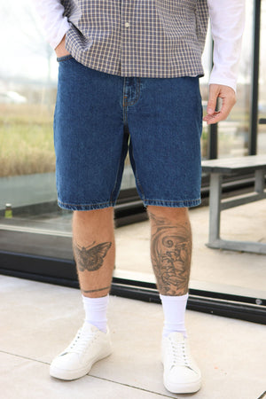 Solid Dryan Middle Blue Denim Shorts