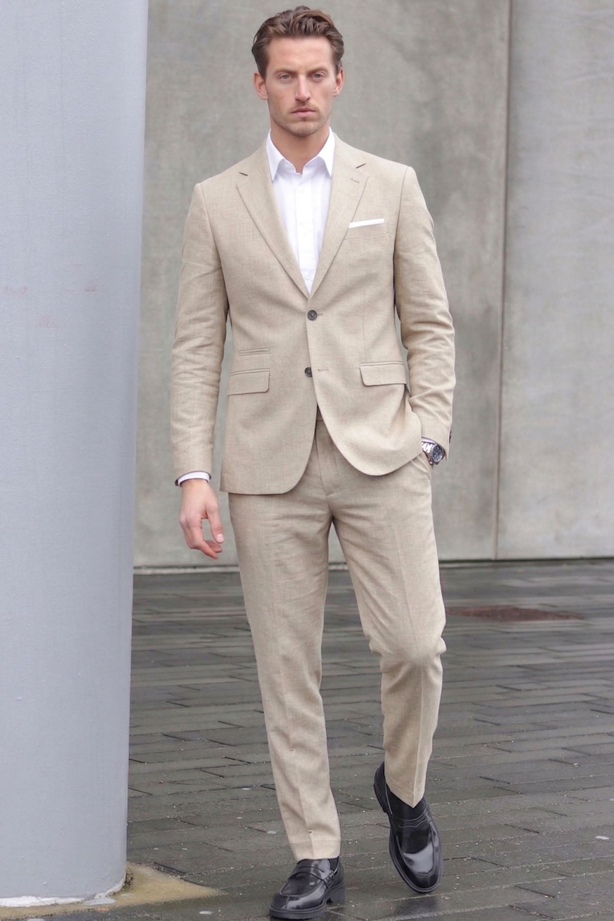 Selected Slim Oasis Linen Blazer Egret