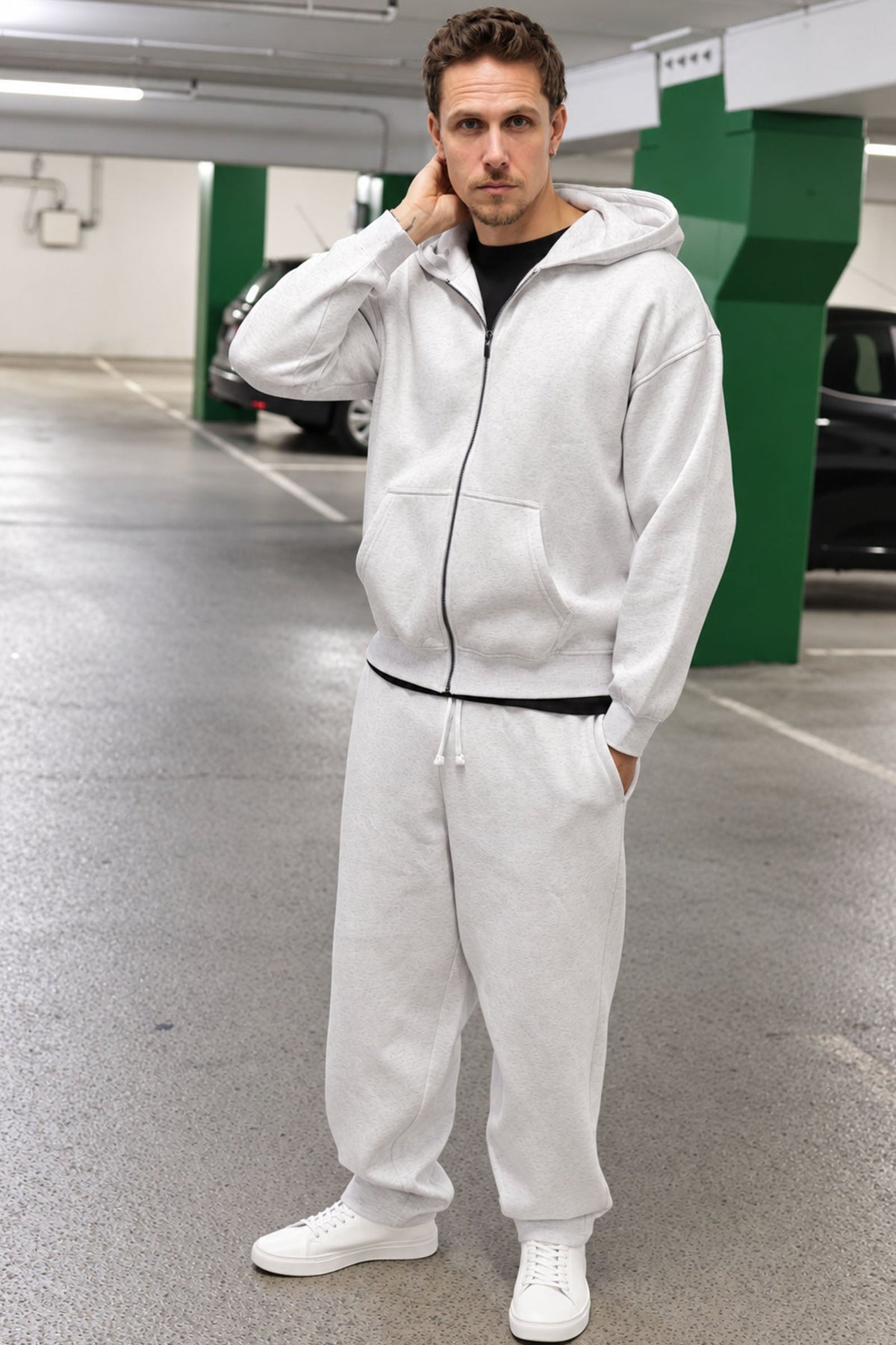 Only & Sons Ceres Oversized Zip Hoodie Super Light Grey Melange