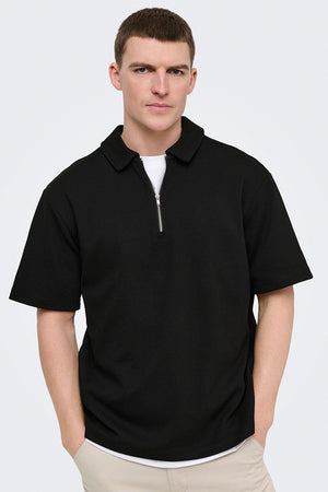 Only & Sons New Kodyl Relaxed Fit Polo Black