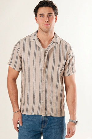 ONLY & SONS Trev Reg Structure Stripe SS Shirt Vintage Khaki