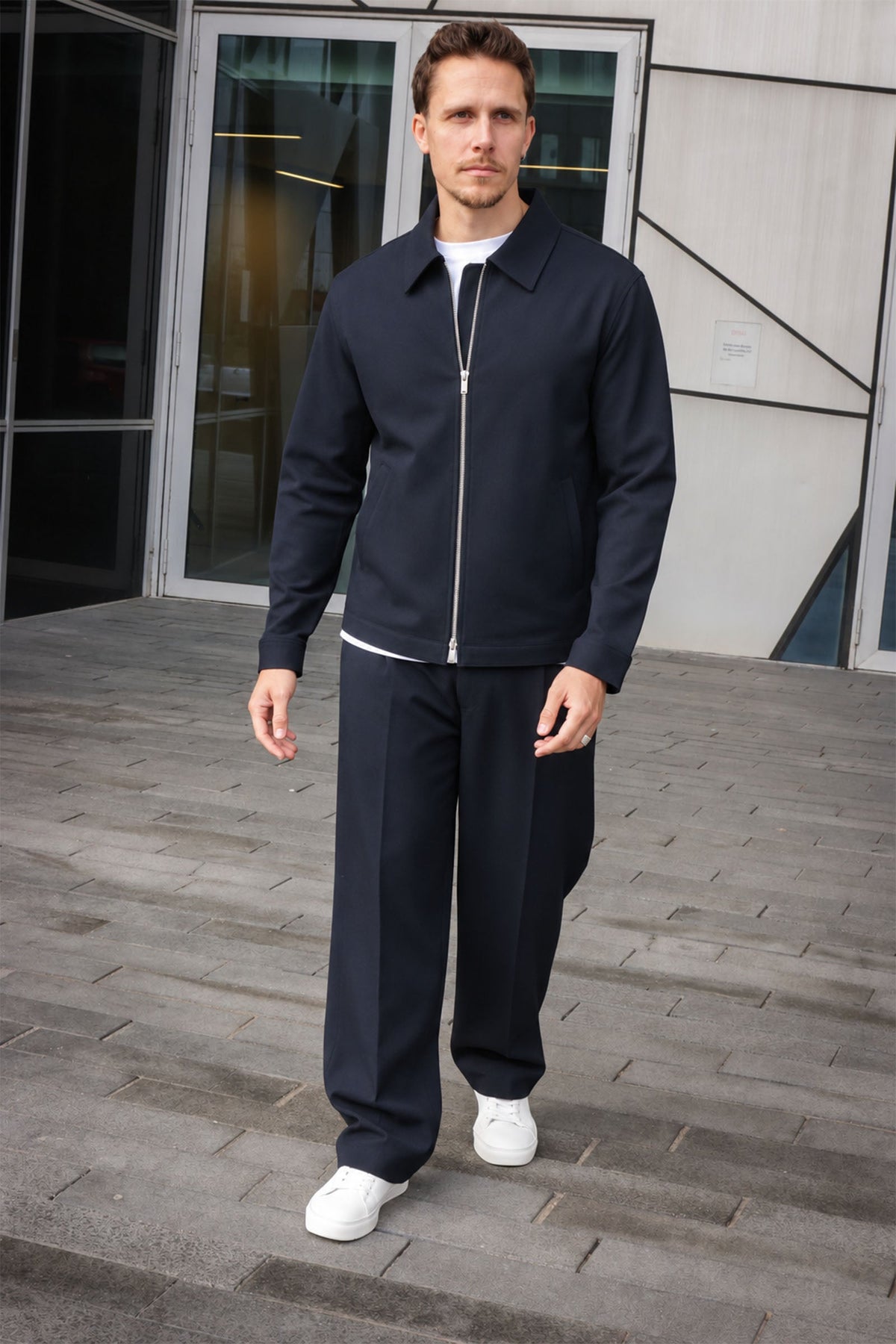 Selected Finn Zip Jacket Navy Blazer