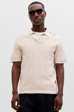 Jack & Jones Bradley Knit Split Neck SS Moonbeam