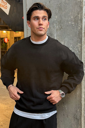 Only & Sons Ceres Ovz Ls Crew Sweat Black