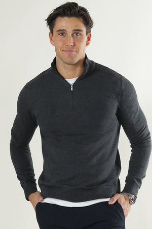 Selected Berg Half Zip Knit Antracit Melange