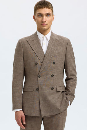 Selected Oasis Linen DB Blazer Dark Sand Melange