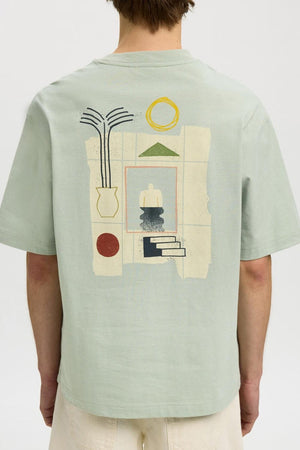 Selected Relax Norman License SS Tee Aqua Gray