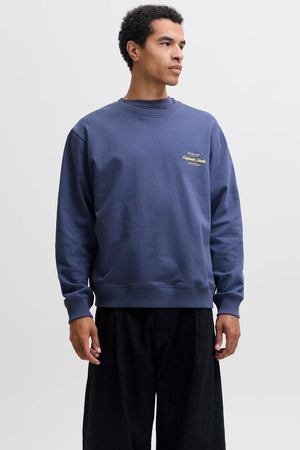 Jack & Jones Norrebro Typo Back Sweat Crew Neck Crown Blue