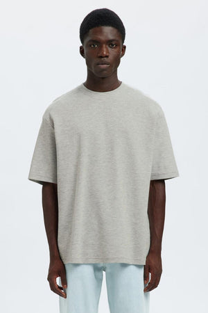 Selected Loose Oscar SS O-Neck Tee Light Grey Melange