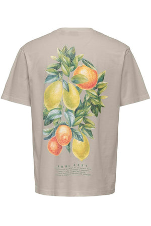 Only & Sons Fred Life Rlx SS Print Tee Silver Lining