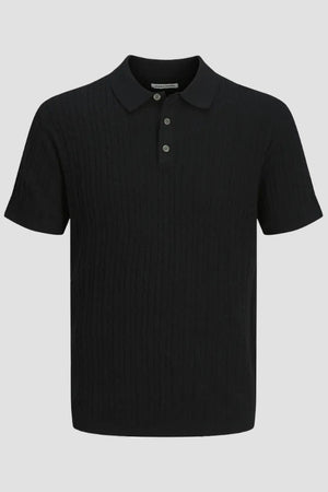 Jack & Jones Emil Knit Cable Polo SS Black