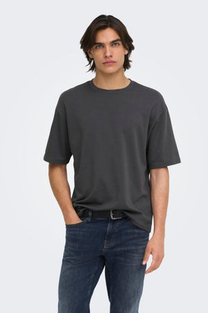 Only & Sons Caspian Airflex Boxy SS Tee Noos Grey Pinstripe
