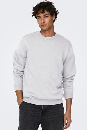 Only & Sons Ceres Crew Neck Super Light Grey Melange Sweatshirt