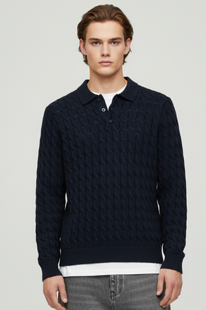 ONLY & SONS Kicker Cabel Polo Knit Dark Navy