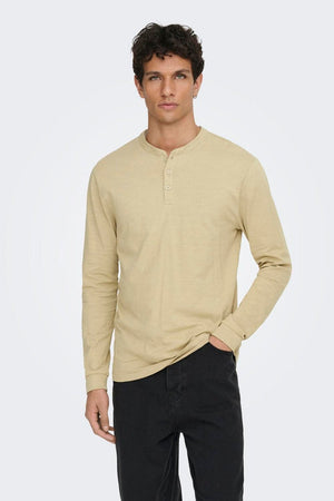 Only & Sons Benne Henley Reg LS Tee Vd Twill