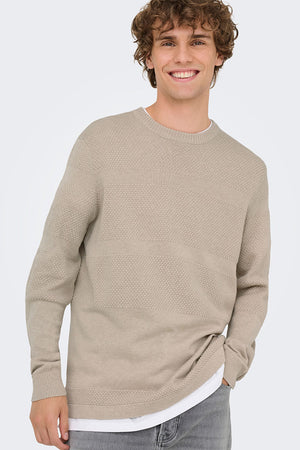 ONLY & SONS Malik Crew Neck Knit Silver Lining