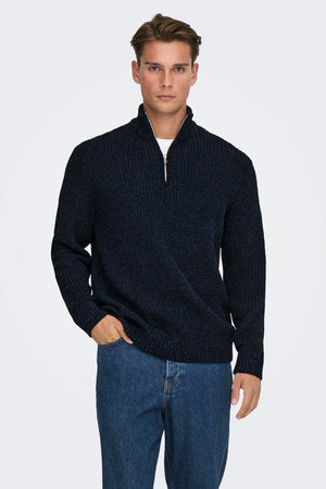 ONLY & SONS Join Reguler Fit High Neck Knit Dark Sapphire