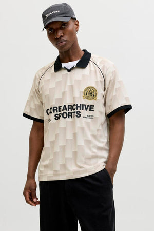 Jack & Jones Breeze Football Aop Mesh Tee SS Sweet Corn