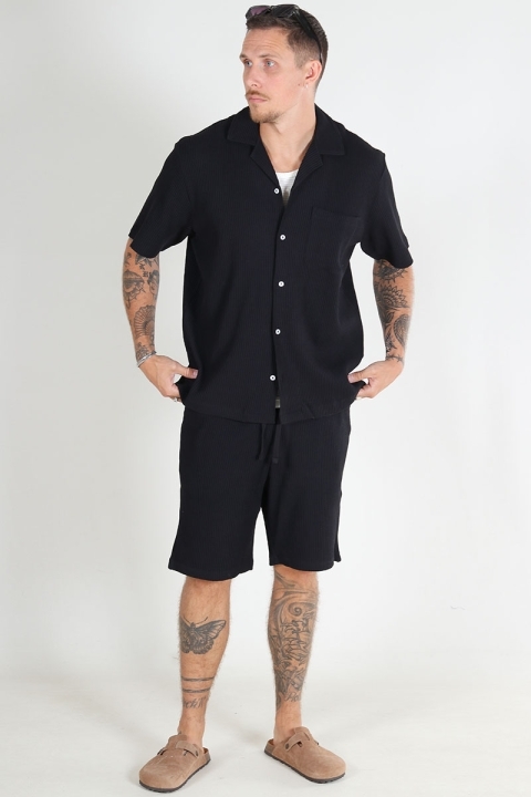 SELECTED CASPER WAFFLE BOXY / LOOSE BLACK