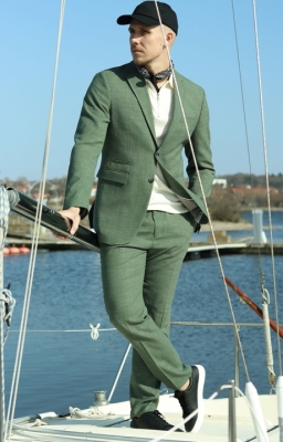 Selected Slim Oasis Linne Suit Light Green Melange