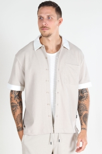 ONLY & SONS Mabon Relax Emb SS Shirt Silver Lining