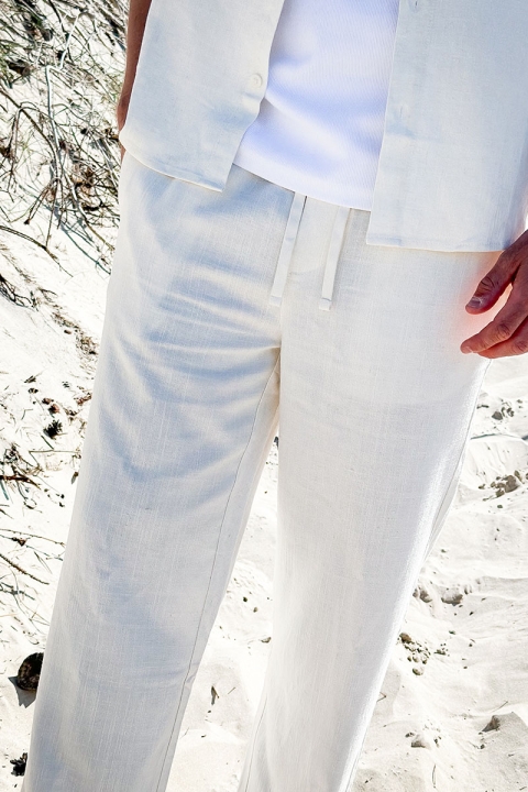 ONLY & SONS Sinus Loose Viscose Linen Pant White